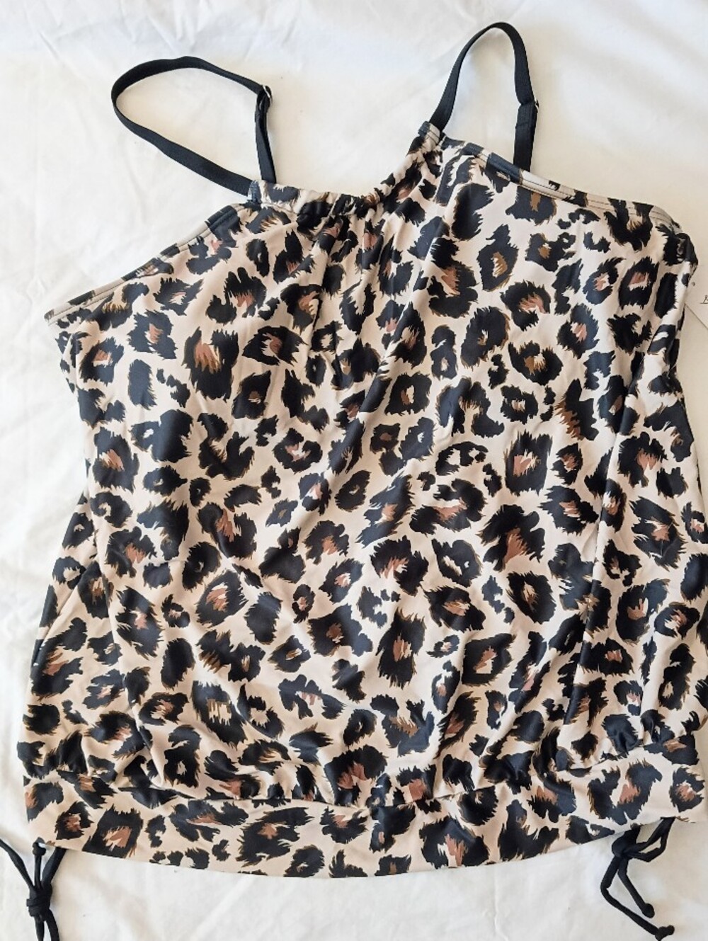 NWT Leopard Print Tankini Top 20W Slimming Padded Adjustable Cheetah Shelf Bra